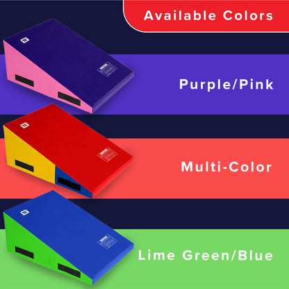 We Sell Mats Gymnastics Incline Mat, Folding and Non-Folding Cheese Wedge Skill Shape, Tumbling Mat for Gymnastics Training, Cheerleading and Obstacle Courses, Multi-Color, Medium (60" x 30" x 15")