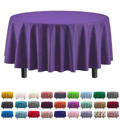 Exquisite 12-Pack Premium Plastic Tablecloth 12-Pack Premium Plastic 84-Inch Round Tablecloth - Purple