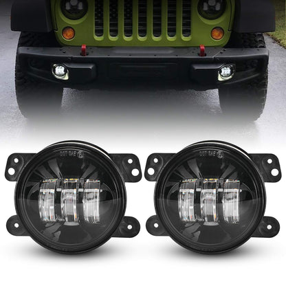 LX-LIGHT DOT Approved 7'' Black LED Headlights + 4 '' LED Fog Lights Compatible with Jeep Wrangler 97-2017 JK TJ LJ