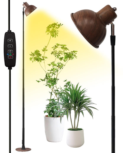 yadoker Plant Grow Light for Indoor Plant, Walnut Wood Grain LED Grow Light,Elevating Plant Lamp,Height Adjustable,Automatic Timer with 8/12/18Hours,10-Level Brightness,Ideal for Large Plant Grow