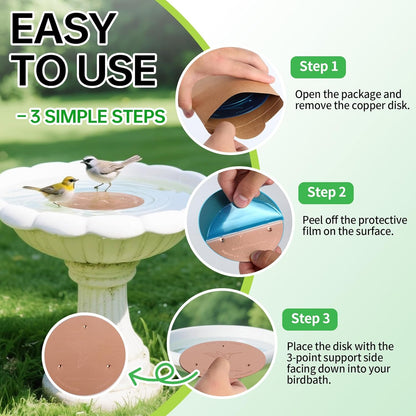 Skiennix Bird Bath Copper Discs - 99.9% Pure Copper Cleaner with Reinforced Design | Universal Fit for All-Season Use