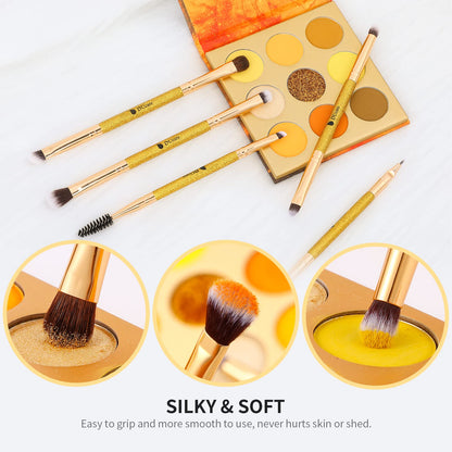 DUcare Foundation Brush Contour Bronzer Makeup Brush Double Ended Self Tanner Brush Sculpting Brush for Blending Liquid Powder Concealer Cream Cosmetics Blush Buffe