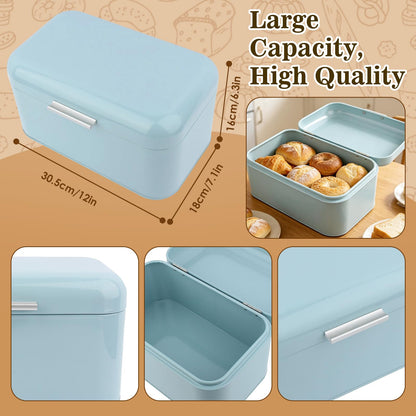 Buachois Large Bread Box,Iron Bread Box with Lid,Metal Bread Storage Bin,Bread Keeper Container,Bread Containers Storage,Modern Solid Color Retro Style,for Kitchen Counter (B)