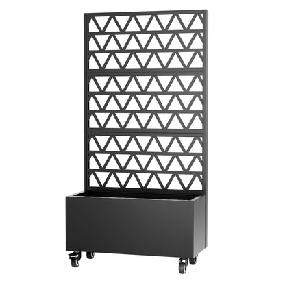 Mobile Planter Box with Trellis, 72H x 35.8W x 16.1D inches, Trellis Privacy Screen for Climbing Plants, Vegetables, Vines, Weather-Resistant Metal Frame, Rolling Wheels