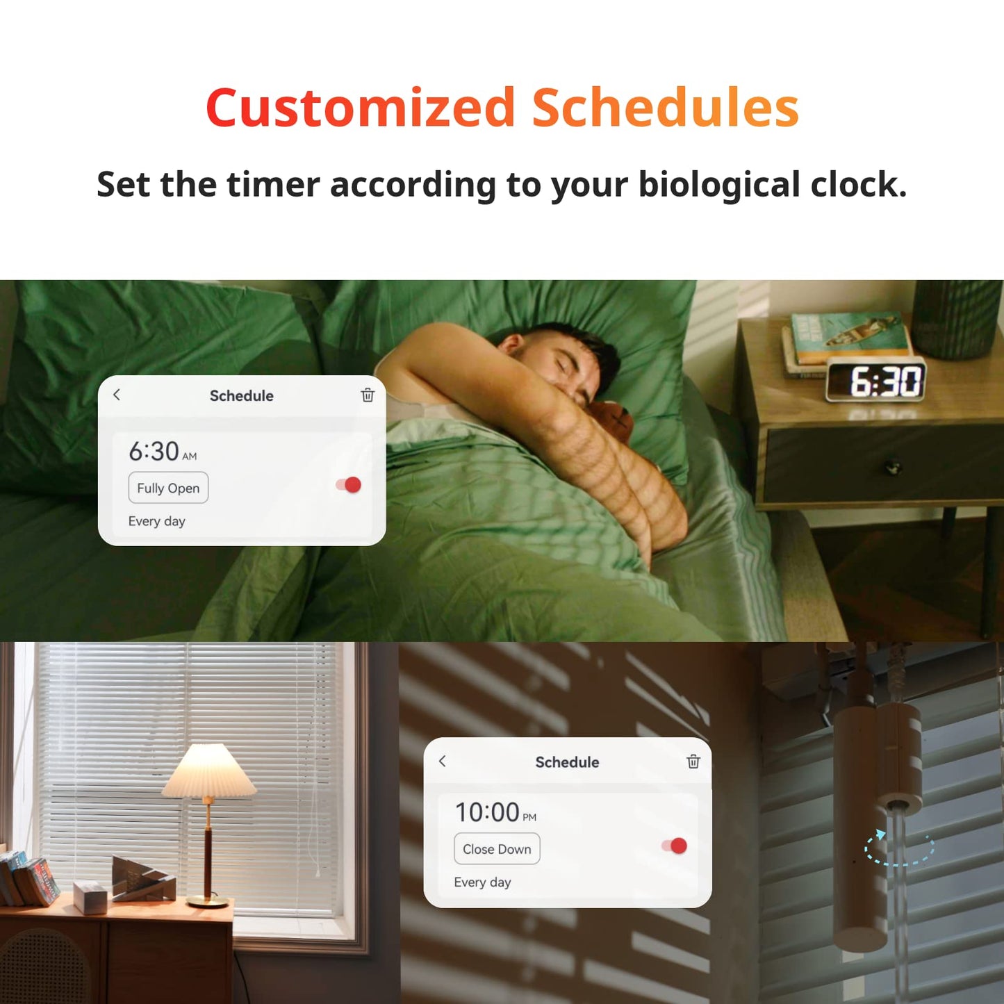 SwitchBot Blind Tilt Motorized Blinds - Smart Electric Blinds, Automatic Blind Opener and Closer, Solar Powered, Light Sensing Control, Add Hub Mini to Make it Compatible with Alexa & Google Home