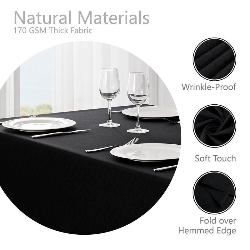 Veblandy Rectangle Tablecloth Waterproof 60x84 inch Linen Textured Table Cloth Stain and Wrinkle Resistant Washable, Decorative Fabric Table Cover for Dining, Party and Camping, Black