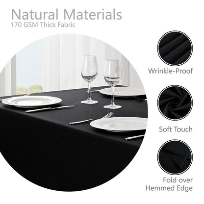 Veblandy Rectangle Tablecloth Waterproof 60x84 inch Linen Textured Table Cloth Stain and Wrinkle Resistant Washable, Decorative Fabric Table Cover for Dining, Party and Camping, Black