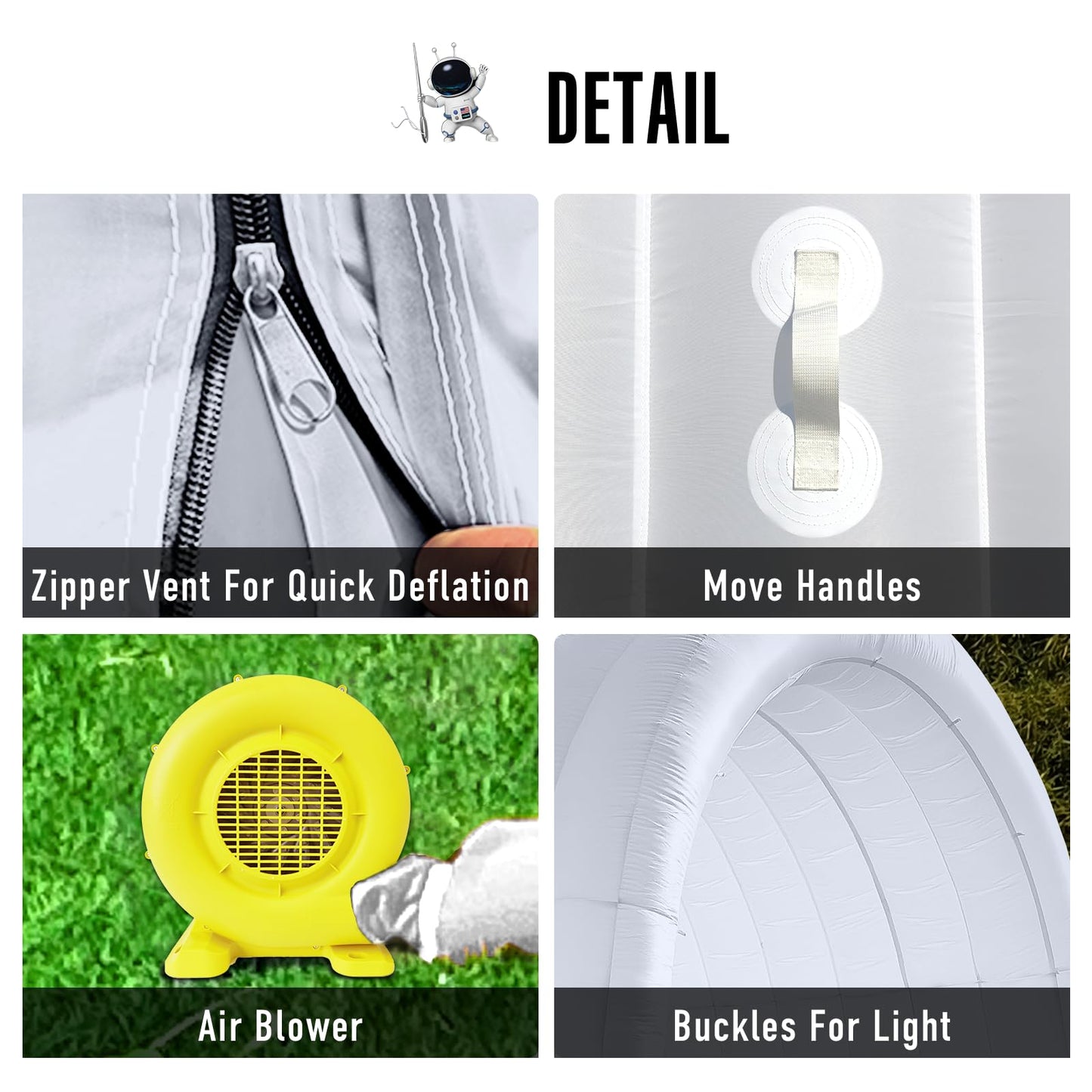 20X10x10Ft Inflatable Sports Tunnel Entrance with Blower Inflatable Tunnel Tent for Business Advertising Event Exhibition（White）