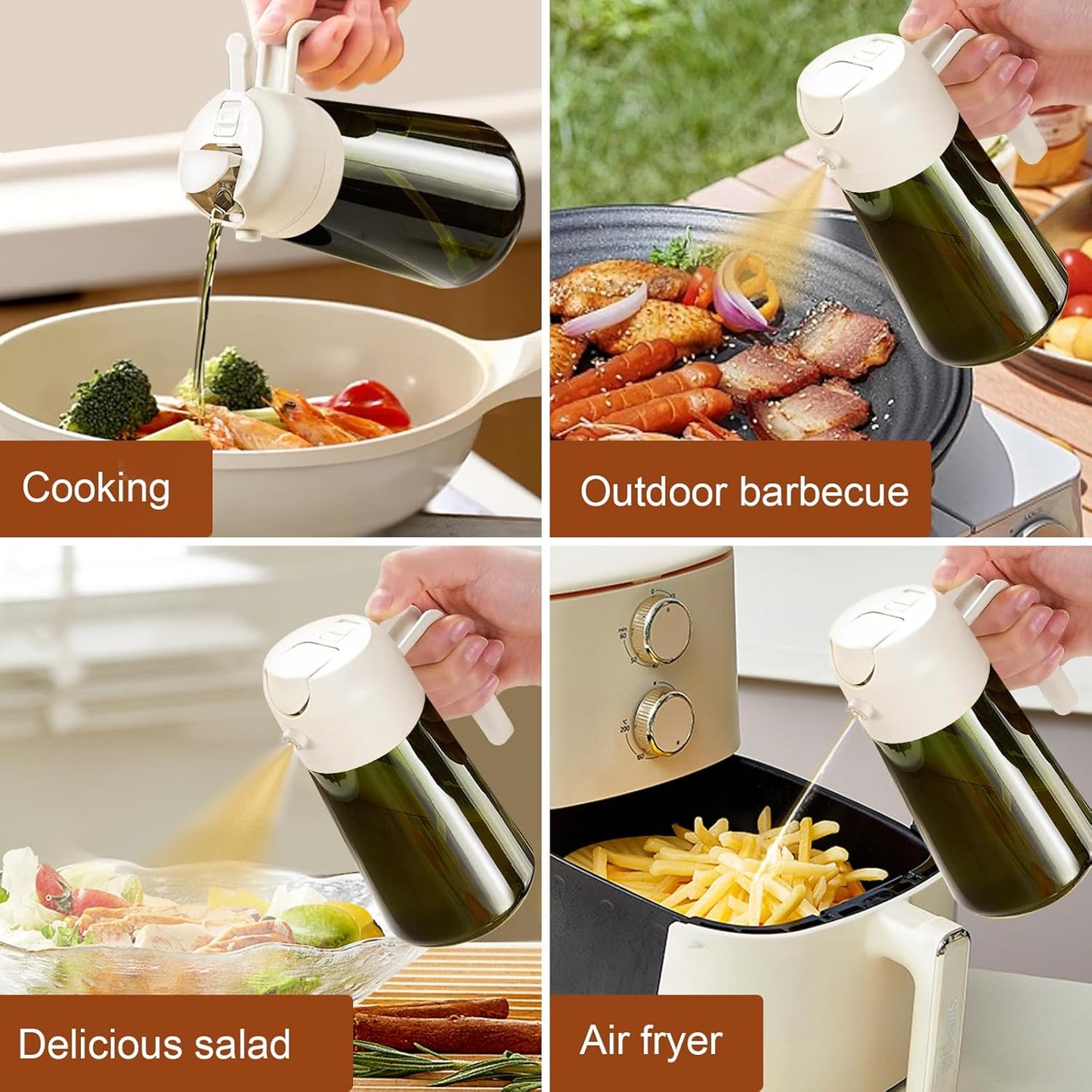 YARRAMATE 2PCS 16oz Oil Sprayer - Food-Grade Olive Oil Dispenser | Premium Dark Green Glass for Kitchen & BBQ