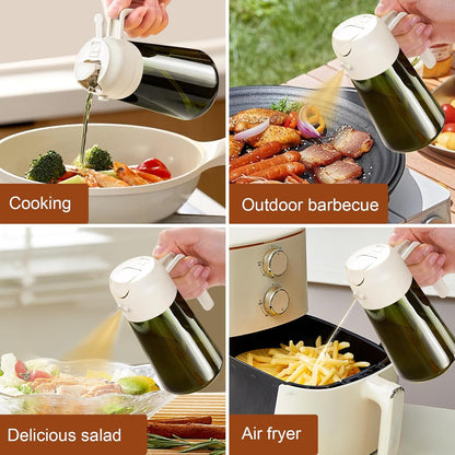 YARRAMATE 2PCS 16oz Oil Sprayer - Food-Grade Olive Oil Dispenser | Premium Dark Green Glass for Kitchen & BBQ
