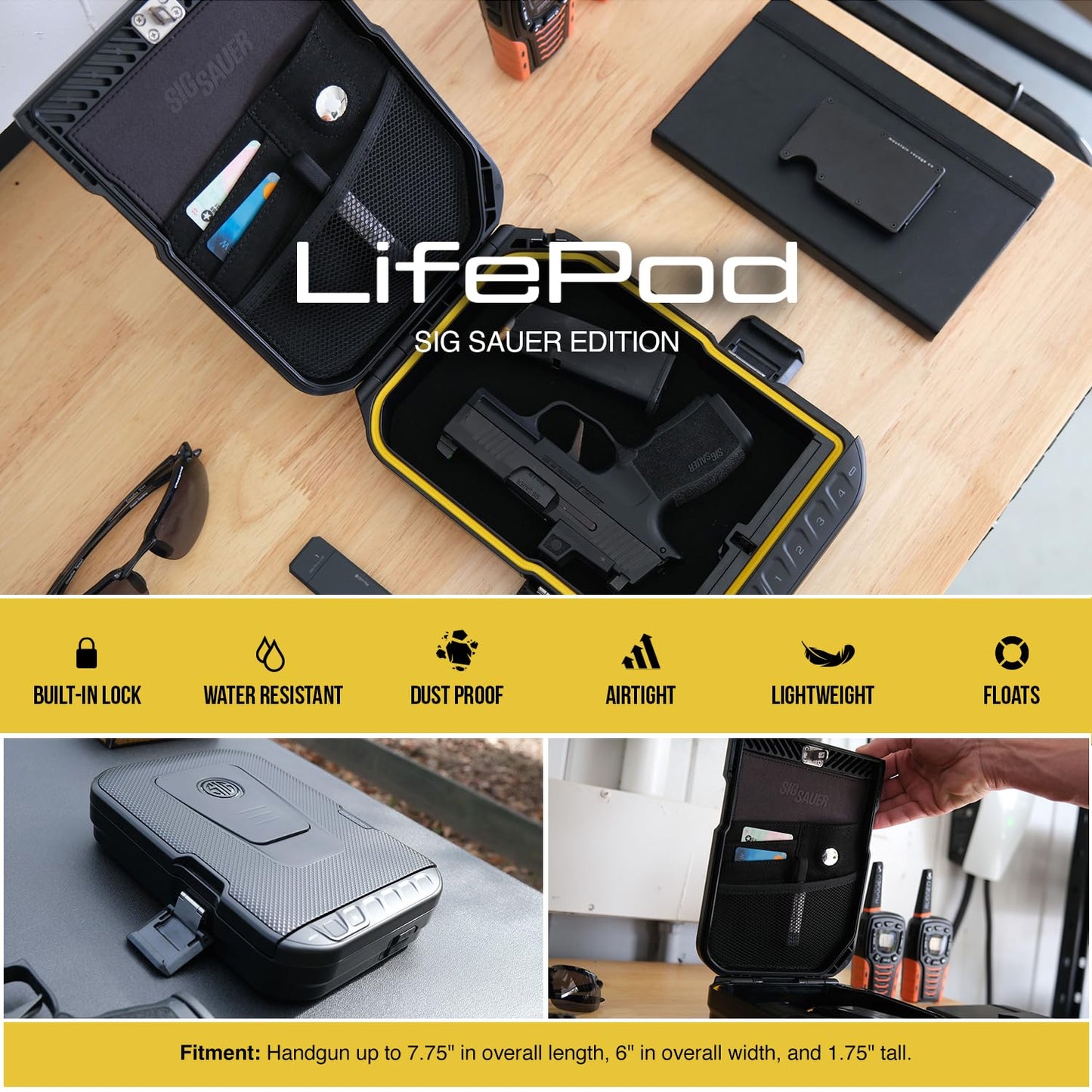 VAULTEK SIG SAUER Edition LifePod Secure Waterproof Travel Case Rugged Electronic Lock Box Travel Organizer Portable Handgun Case with Backlit Keypad (Non-Biometric)