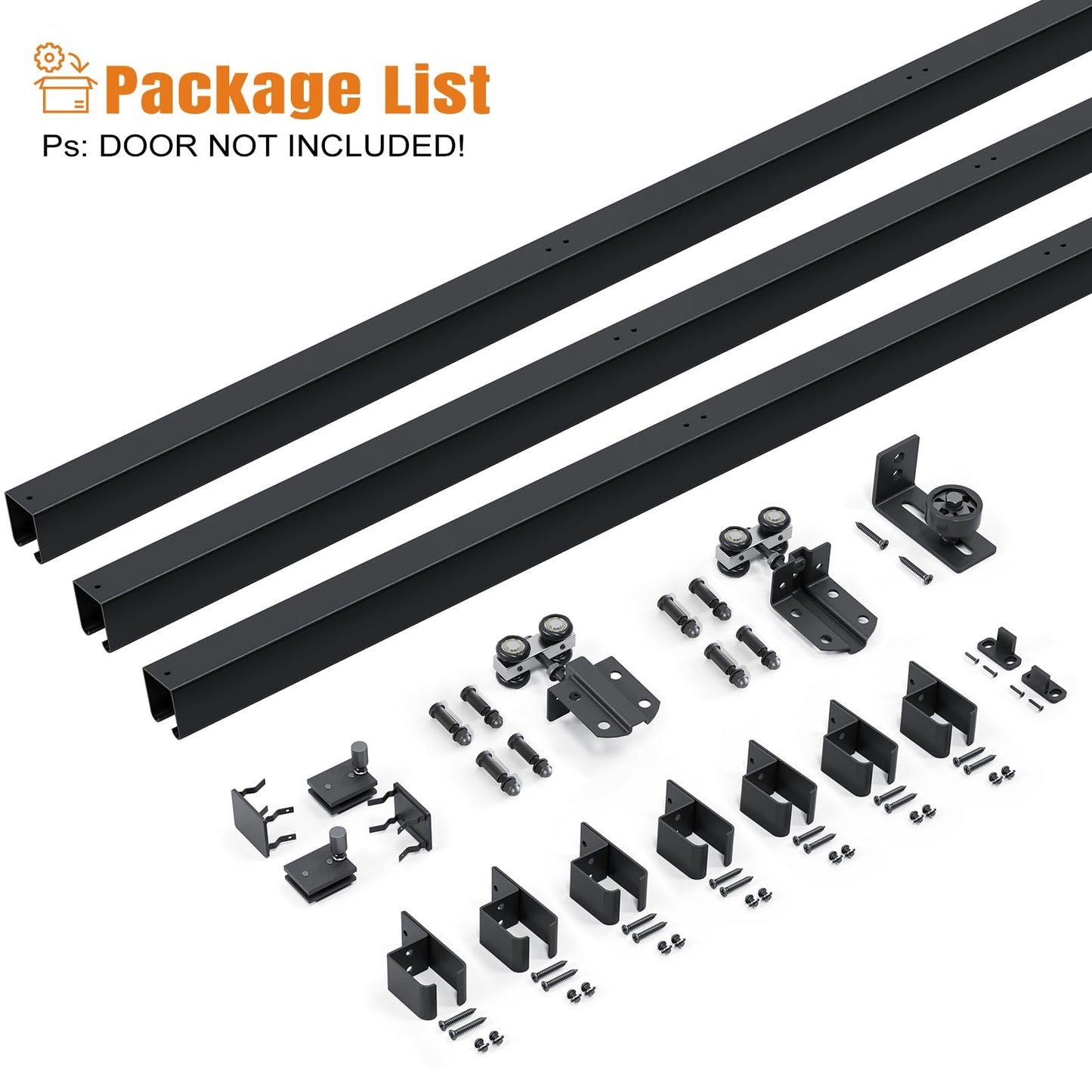 Easelife 10FT Exterior Sliding Barn Door Hardware Kit, Box Rail Track, 450lb Capacity, Black Weather-Resistant Steel, Wall Mount System for Outdoor Use, Fit Single 60in Door