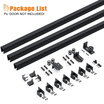 Easelife 10FT Exterior Sliding Barn Door Hardware Kit, Box Rail Track, 450lb Capacity, Black Weather-Resistant Steel, Wall Mount System for Outdoor Use, Fit Single 60in Door