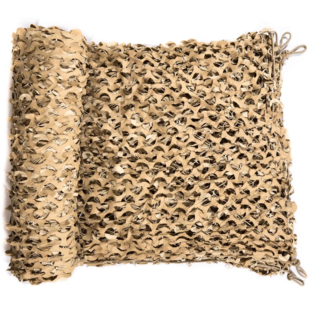 CamoSystems Premium Series Camouflage Military Spec Net with Mesh Netting Attached, Large, 9'10" x 19'8", Desert - Light Tan/Tan