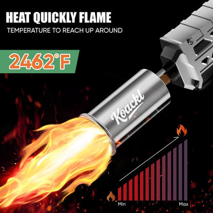 Koackl Powerful Propane Torch Gun 2 Pack, Kitchen Torch with Adjustable Flame, Flamethrower Blow Torch Gun, Gas Welding Kits for BBQ, Searing Steak, Camping & Charcoal Torch Lighter(Tank Not Included)