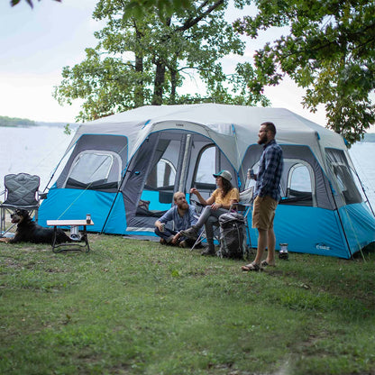 CORE 12 Person Lighted Instant Cabin Tent with Footprint and Tent Kit