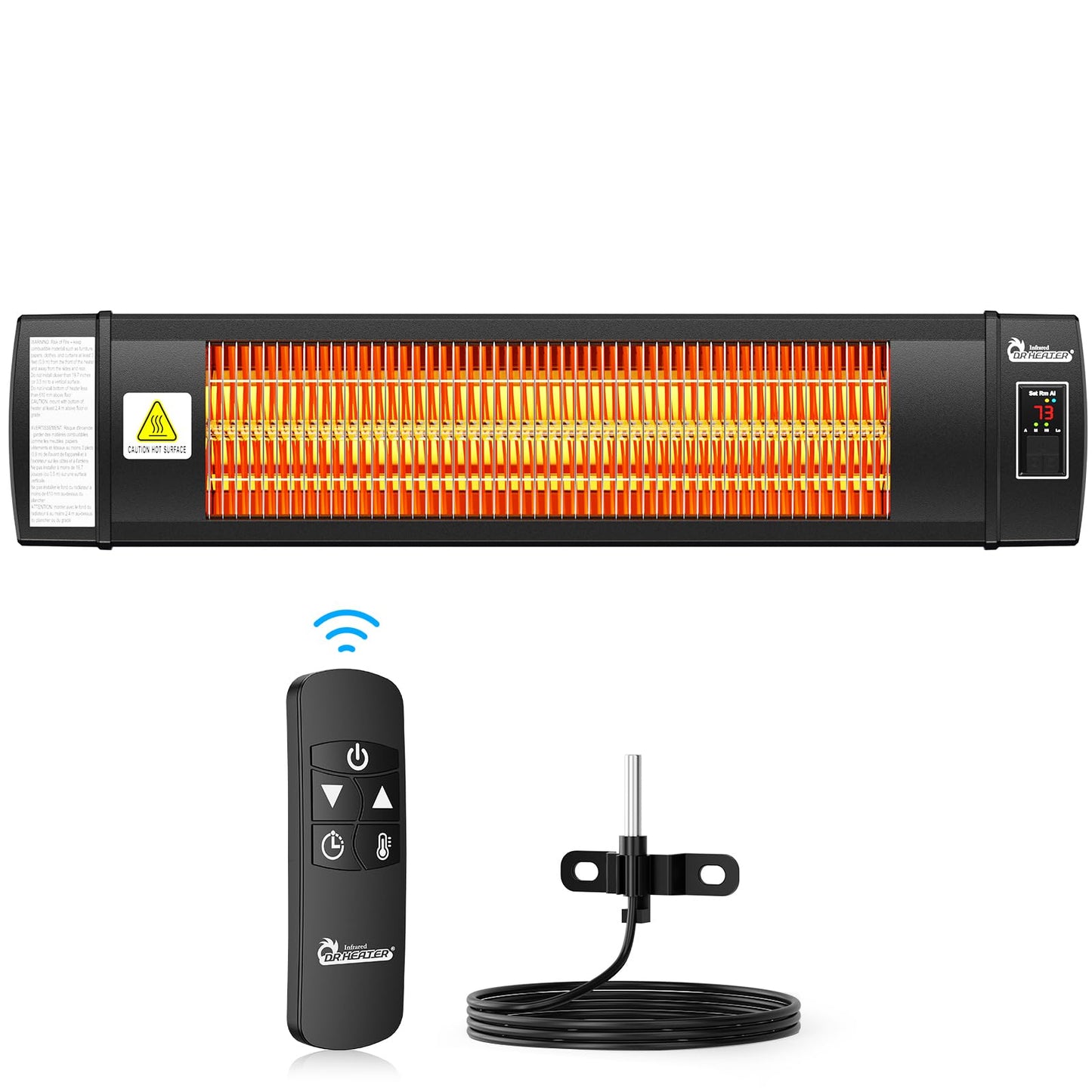 DR. INFRARED HEATER Portable Infrared Indoor and Outdoor Space Heater for Patio, Garage, Commercial & Residential With Remote Control, With Thermostat, Black