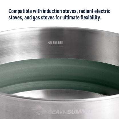 Sea to Summit Detour Stainless Steel Collapsible Pot, 3 Liters