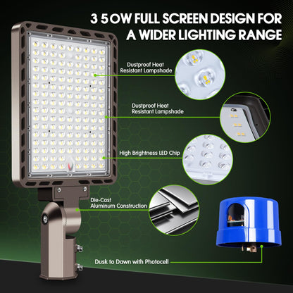 Dream Eeve 350W LED Parking Lot Light Slip Fitter Mount 52500LM Dusk to Dawn 5000K Outdoor Area Security Commercial IP65 Waterproof 100-277V for Driveway Parking Lot Stadium