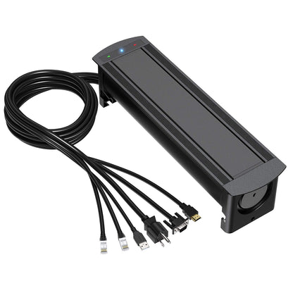 WEBANG Motorized Automatic Recessed Connectivity Box Outlet for Conference Room Table with 3 AC Receptacle, 2 RJ45, 2 USB Charger, 1 USB3.0, 1 HDMI, 1 VGA, Black