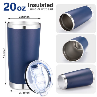 Sieral 36 Pack Stainless Steel Tumblers Bulk with Lids Double Wall Vacuum Insulated Coffee Cups Blank leakproof Powder Coated Tumblers for Engraving Wedding Graduation Party Favors(20 oz,Navy)
