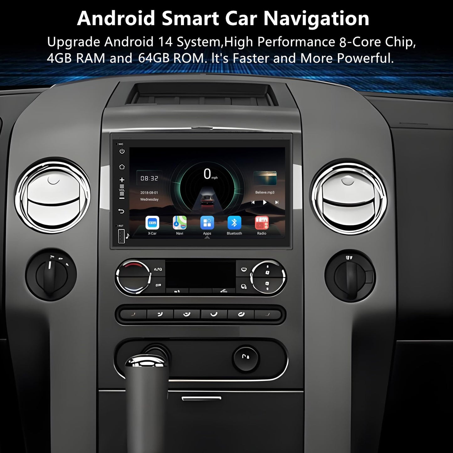 for Ford F150 Radio Upgrade 2004-2008: 7 Inch Touchscreen Car Stereo with Wireless CarPlay Android Auto - 8 Core 4G+64G GPS Navigation Head Unit with Bluetooth WiFi