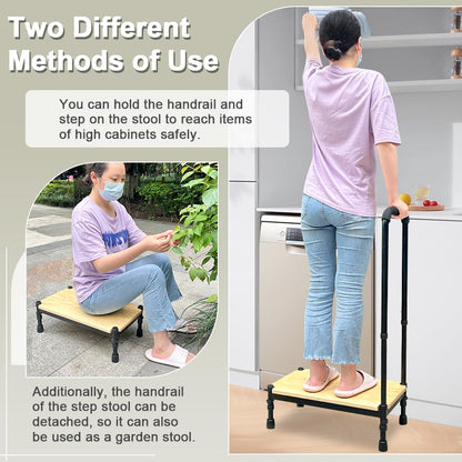 Zelen Medical Step Stool Bed Steps for High Beds for Adults Bedside Step Stool with Handle for Elderly Seniors Foot Stool Portable Handicap Steps Platform for Car, SUV, Bedroom