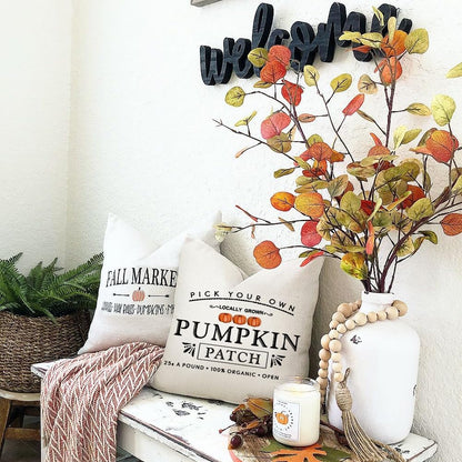 RABUSOFA Fall Pillow Covers - 18x18 Inch Waterproof Pumpkin Patch Design | Seasonal Home Decor