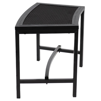 Sunnydaze Mesh Outdoor Curved Bench - Metal Patio Bench Set - Heavy-Duty Outdoor Seats for Backyard or Fire Pit - Black - Set of 2