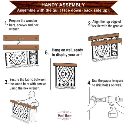 Dacri Home Quilt Hanger for Wall Display - 72 Inch Tapestry Hanger from Premium Teak Wood, Safe Mount Quilt Rack for Heavy Rugs, Tapestries, and Other Wall Hangings (Light Wallnut)