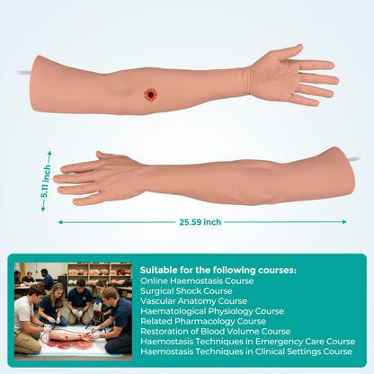 MedEduQuest Tourniquet Arm Trainer & Wound Packing Trainer Kit, Bleeding Control Training Arm Model for Stop the Bleeding Practice, Trauma Wound Care Practice Simulator for Medical Students