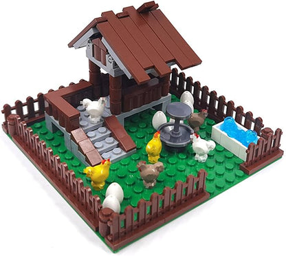 Farm Animals Zoo Building Block Set A Farm Animal Building Toys Sheep Horse Farm Chicken Coop Panda Giraffe Cowshed Duck Pond Compatible with Lego 853792 Accessory for Ages 6-12