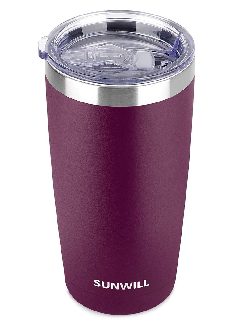 SUNWILL Travel Coffee Tumbler 20 oz, Insulated Mug with Lid, Stainless Steel Cup for Hot and Cold Drinks, Powder Coated Plum
