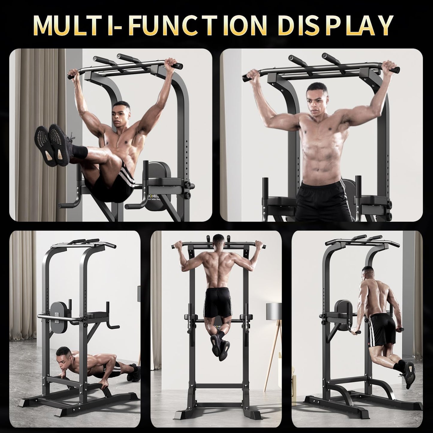 Power Tower Pull Up Bar and Dip Station, Multi-Function Home Gym, Strength Training Fitness Equipment, Height Adjustable
