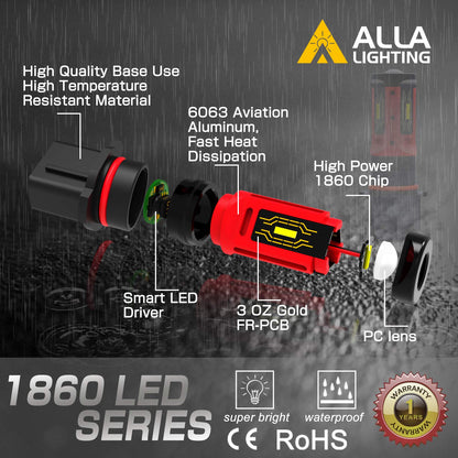 Alla Lighting LED Fog Lights/DRL Upgrade PSX26W 6000K Xenon White Model 12278C1 Xtreme Super Bright 1860-SMD