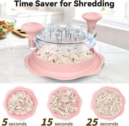 Ukeetap 10" Pro Chicken Shredder Tool - BPA-Free, Ergonomic Design, Large Size, Pink