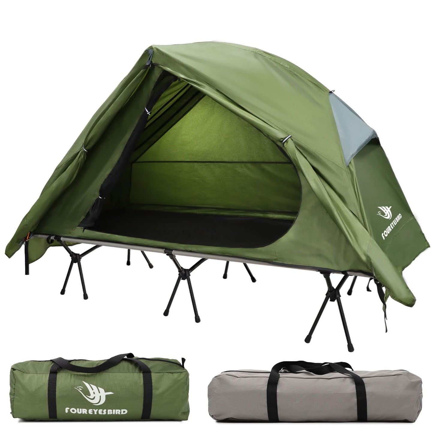 Arctic Lemmings 4-in-1 Camping Cot Tent, Foldable Elevated Tents Set for 1 Person to Use, Portable Tent for Outdoor Hiking, Camping