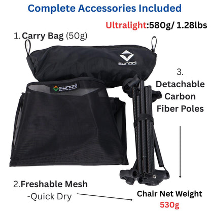 Ultralight Backpacking Chair,Carbon Fiber Legless Ground Chair,Folding Camping Chair,Lightweight Portable for Adults,Hiking,Camping,Picnic,Fishing,RV,Balcony,Paddleboard,Beach,Indoor (Black)