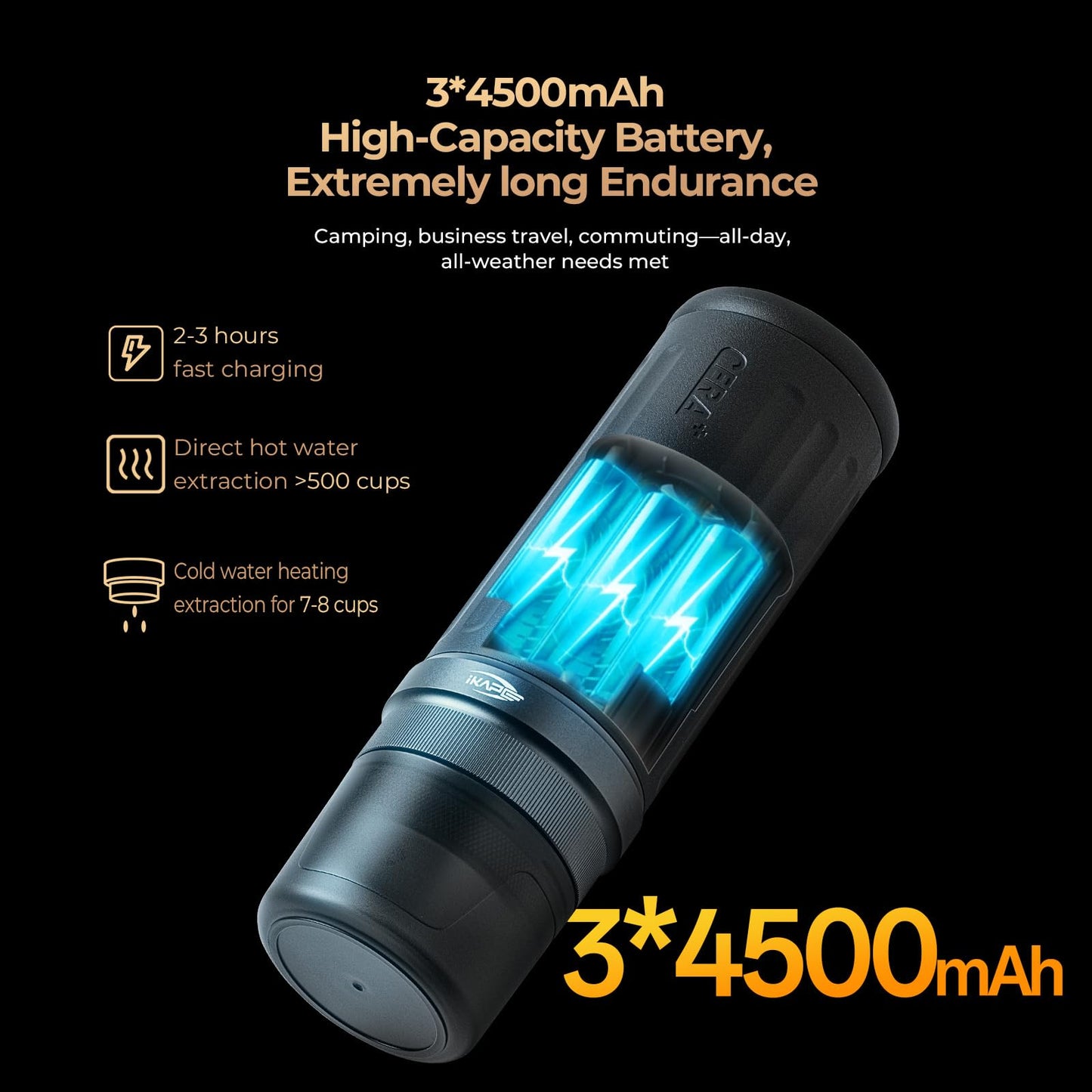 IKAPE KAPO K2 Portable Espresso Machine with Bl uetooth APP Connect & 51mm Bottomless Basket, Electric Coffee Maker 20 Bar Pressure, for Home, Travel, Camping