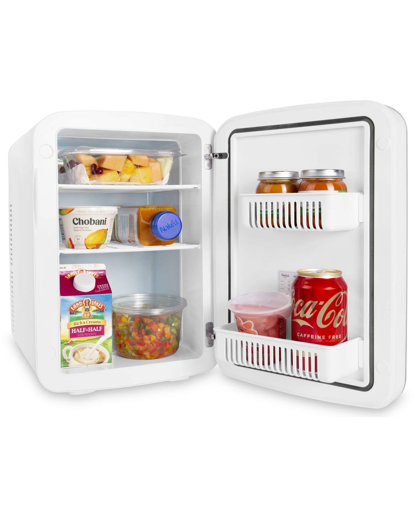 Cooluli Vibe Mini Fridge for Bedroom - With Cool Front Magnetic Whiteboard - 15L Portable Small Refrigerator for Travel, Car & Office Desk - Plug In Cooler & Warmer for Food, Drinks & Skincare (White)