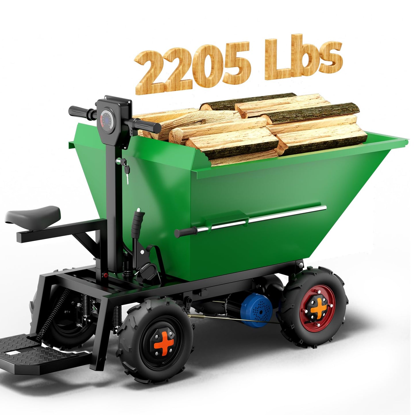 [All-Terrain Tires] Arczorix Wheelbarrow Utility Cart 48V 20Ah Sealed Lead Acid Battery 1500W Capacity 2205Lbs with Manual Dumper & All-Terrain Wheels, Material Hauler