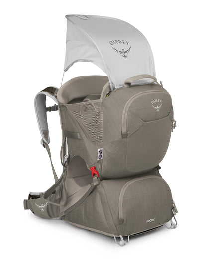 Osprey Poco LT Lightweight Child Carrier Backpack - Compact, Travel-Ready with Sunshade and Adjustable Fit - Lightweight, Comfortable Hiking for Toddlers, Tan Concrete