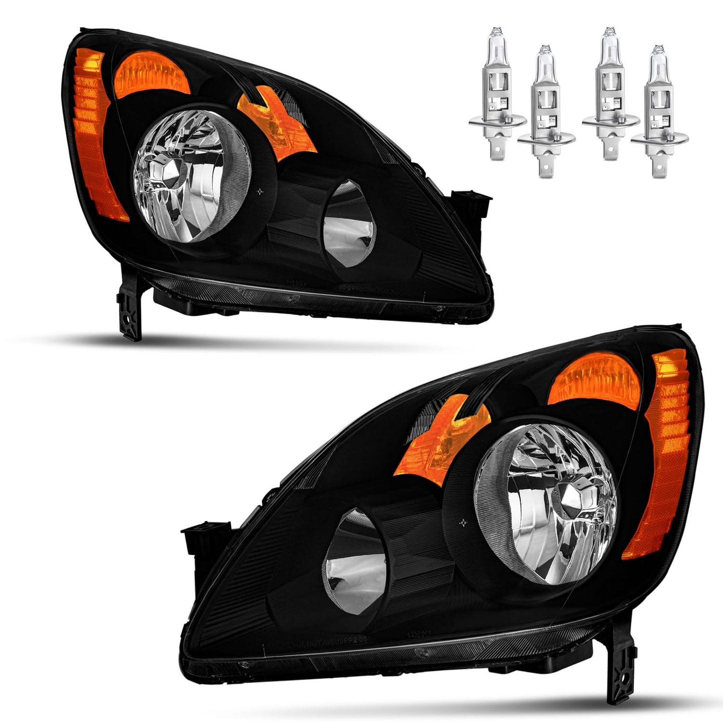 Vizotae Headlights Assembly for 2005 2006 Honda CR-V 4-Door Sport Halogen Headlamp Replacement, High/Low Beam W/Bulbs, Driver & Passenger Side