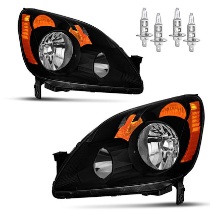 Vizotae Headlights Assembly for 2005 2006 Honda CR-V 4-Door Sport Halogen Headlamp Replacement, High/Low Beam W/Bulbs, Driver & Passenger Side