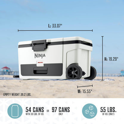 Ninja FrostVault | 65qt Wheeled Cooler with Cold Dry Zone | Integrated Fridge-Temp Dry Storage Drawer | Premium Heavy-Duty Insulated Cooler | Keeps Ice for Days | Cloud White | FB265WH