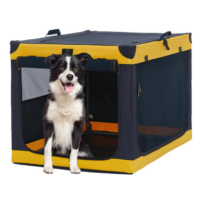 Soft-Sided Dog Crate 40 Inch XL by A4PET, Collapsible Foldable Crate for Large Dogs, Breathable Mesh, Washable Cover, Patented Screw Frame, Travel & Car Safe