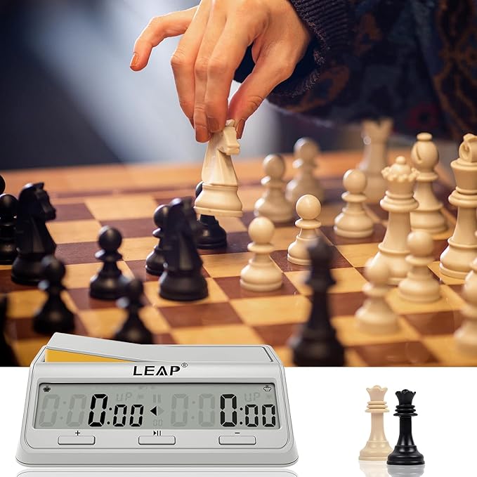 LEAP Chess Clock Programme Updated Digital Timer Advanced for Game and Chess Timer with Bonus &amp Delay Count Down up Alarm Milk White