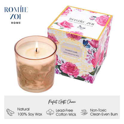 ROMIIE ZOI Scented Candle - French Rose - 6oz Aromatherapy Soy Wax Jar Candle for Home, Gifts for Women - 170g