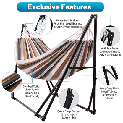 LIEVIM Portable Hammock with Stand for Outside Foldable,Frabic Tension Adjustable Indoor,Carrying Bag Included, 616 lbs Weight Capacity, Suitable Garden Yard Outdoor Inhouse Cyan