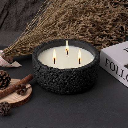 Viyffo 20oz Large Scented Candle - Sage & Eucalyptus, 3 Wick Home Scented Candle, Non Toxic Soy, Black Textured Ceramic Jar, Luxury Fragrance, Modern Home Décor & Summer Gift for Men and Women